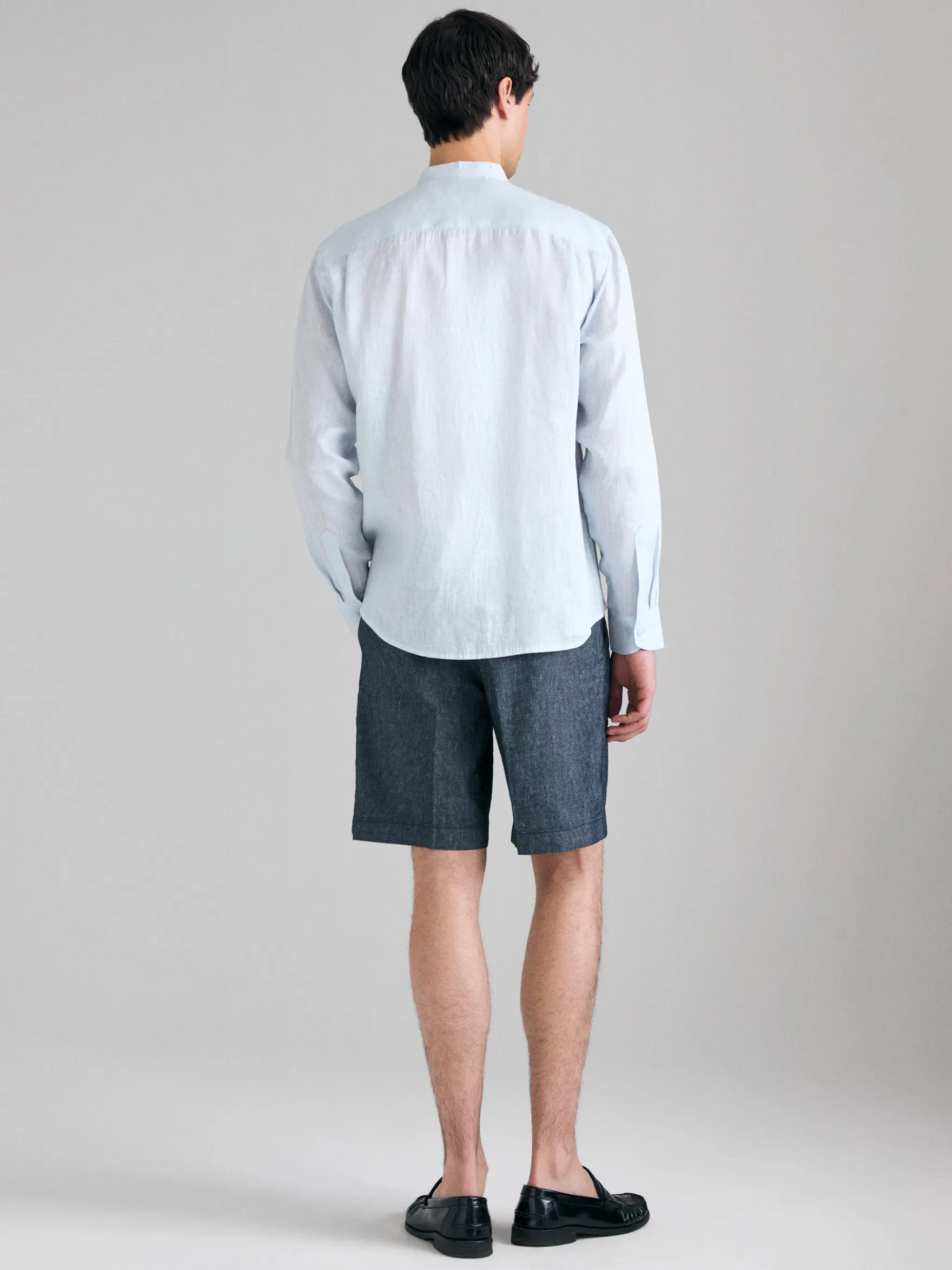 Bermuda in denim di misto lino