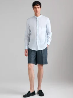Bermuda in denim di misto lino