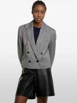 Blazer cropped con frange