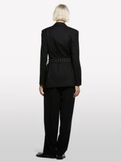 Blazer gessato con cintura