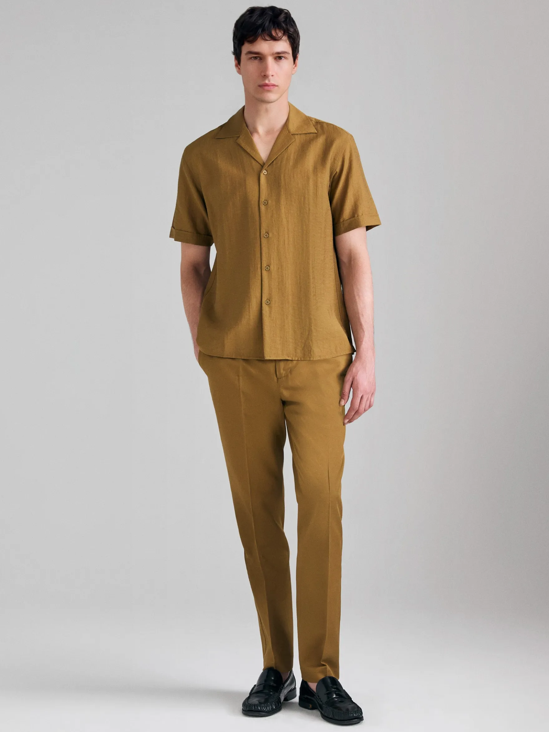 Camicia a manica corta in misto lino
