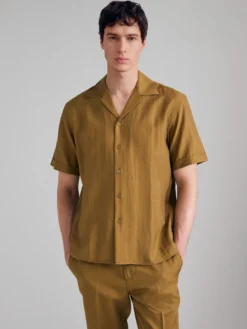 Camicia a manica corta in misto lino