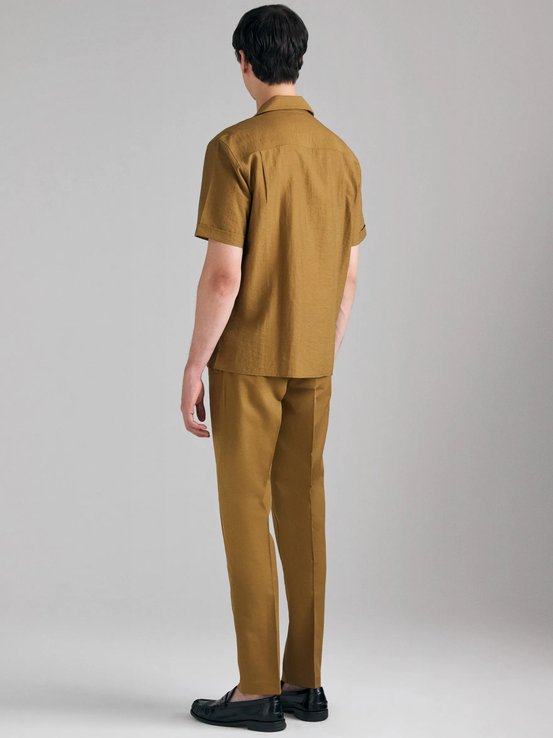 Camicia a manica corta in misto lino
