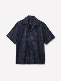 Camicia a righe in misto lino