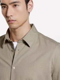 Camicia beige in cotone operato