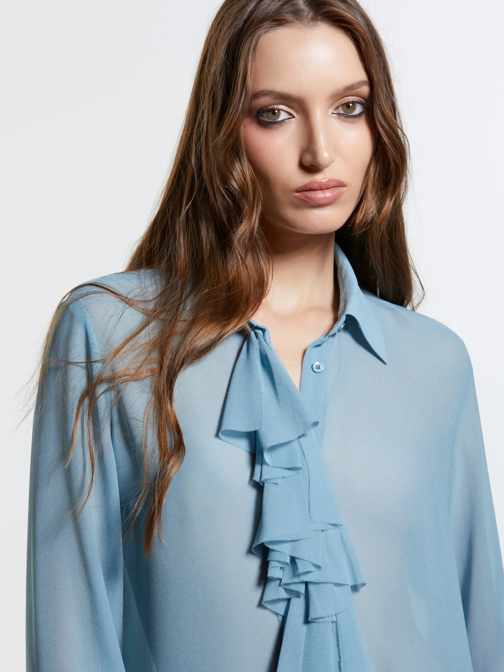 Camicia blu scuro con rouches