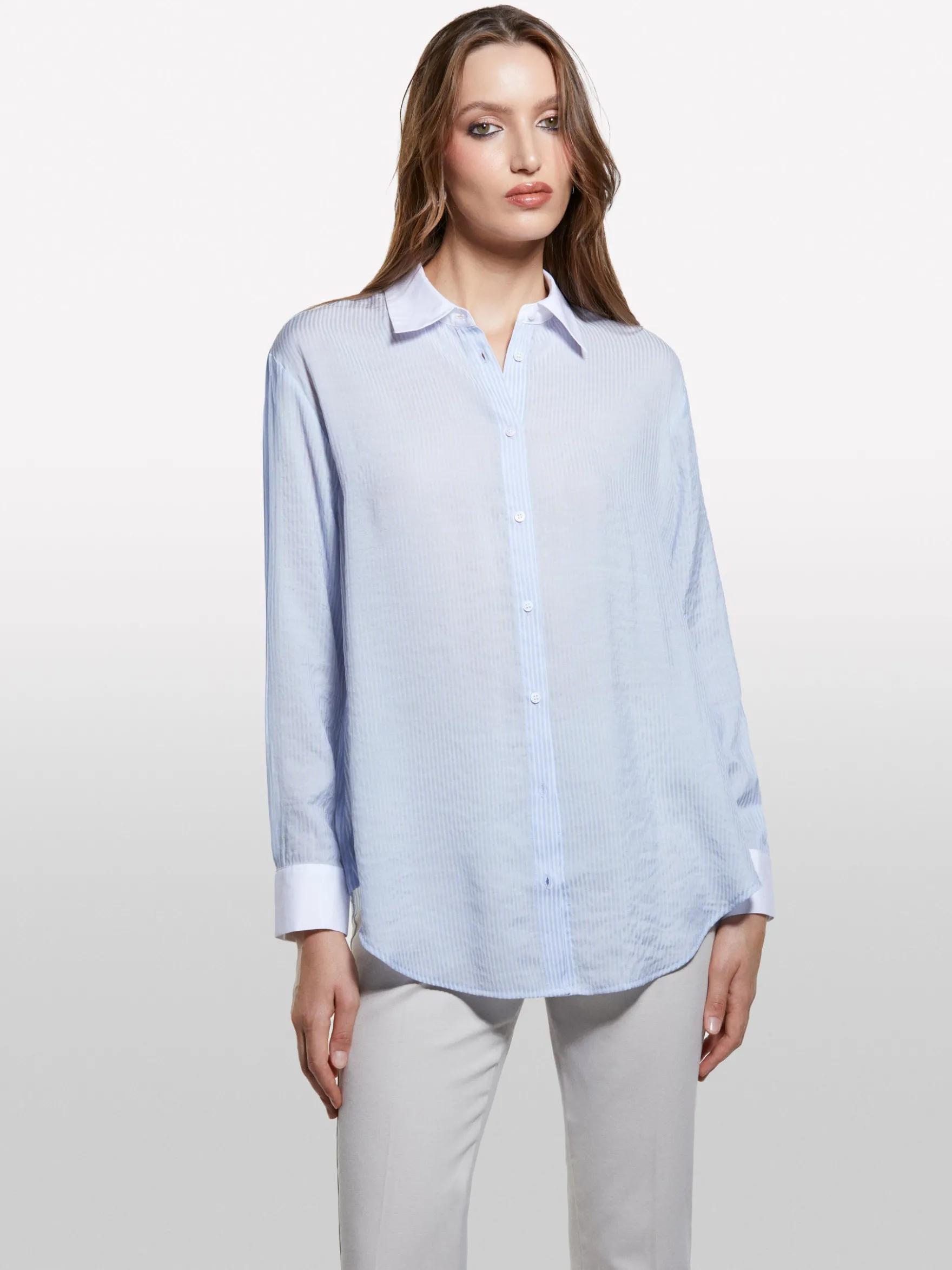 Camicia comfort fit azzurra a righe
