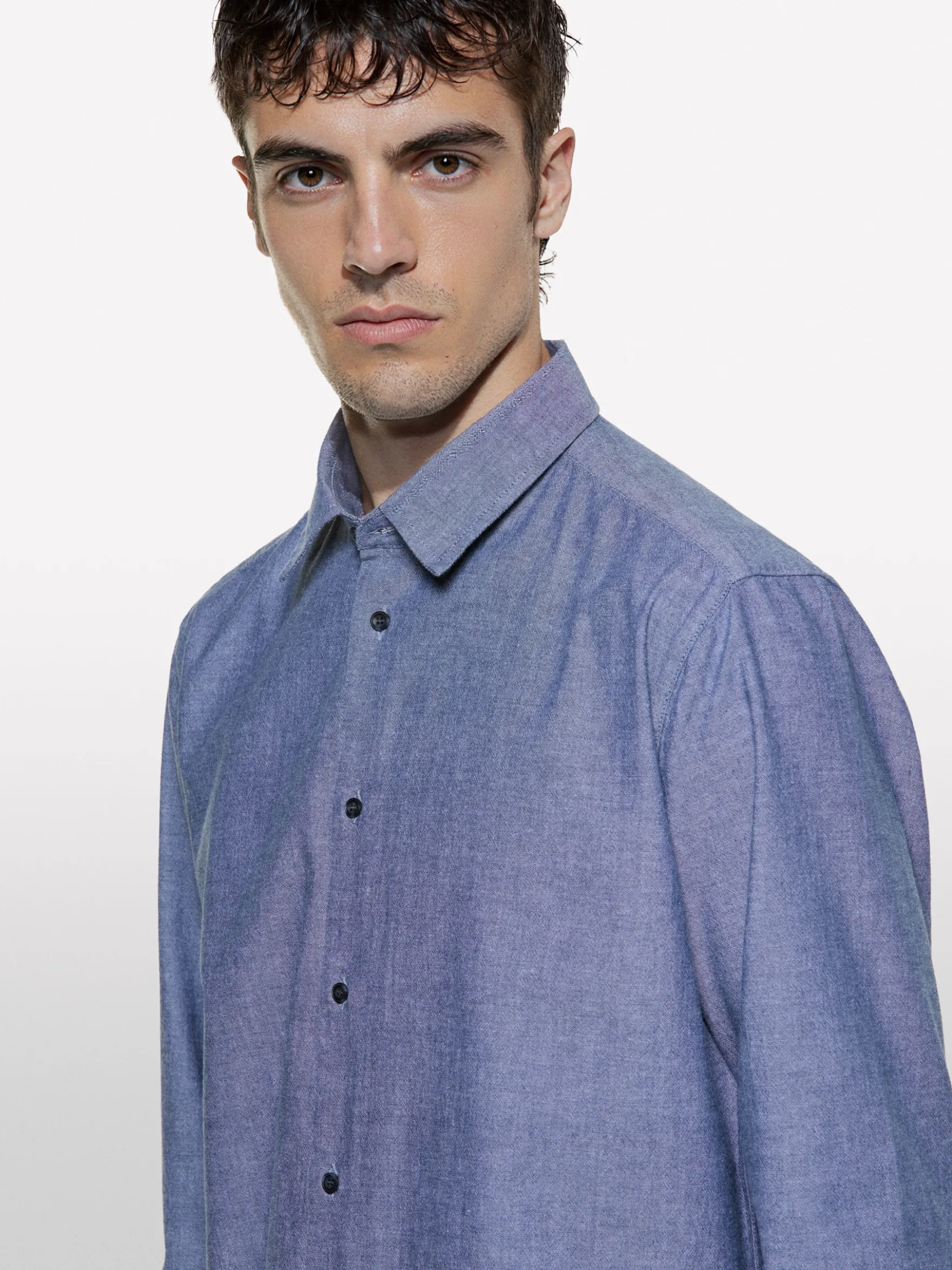 Camicia grigia regular fit 100% cotone