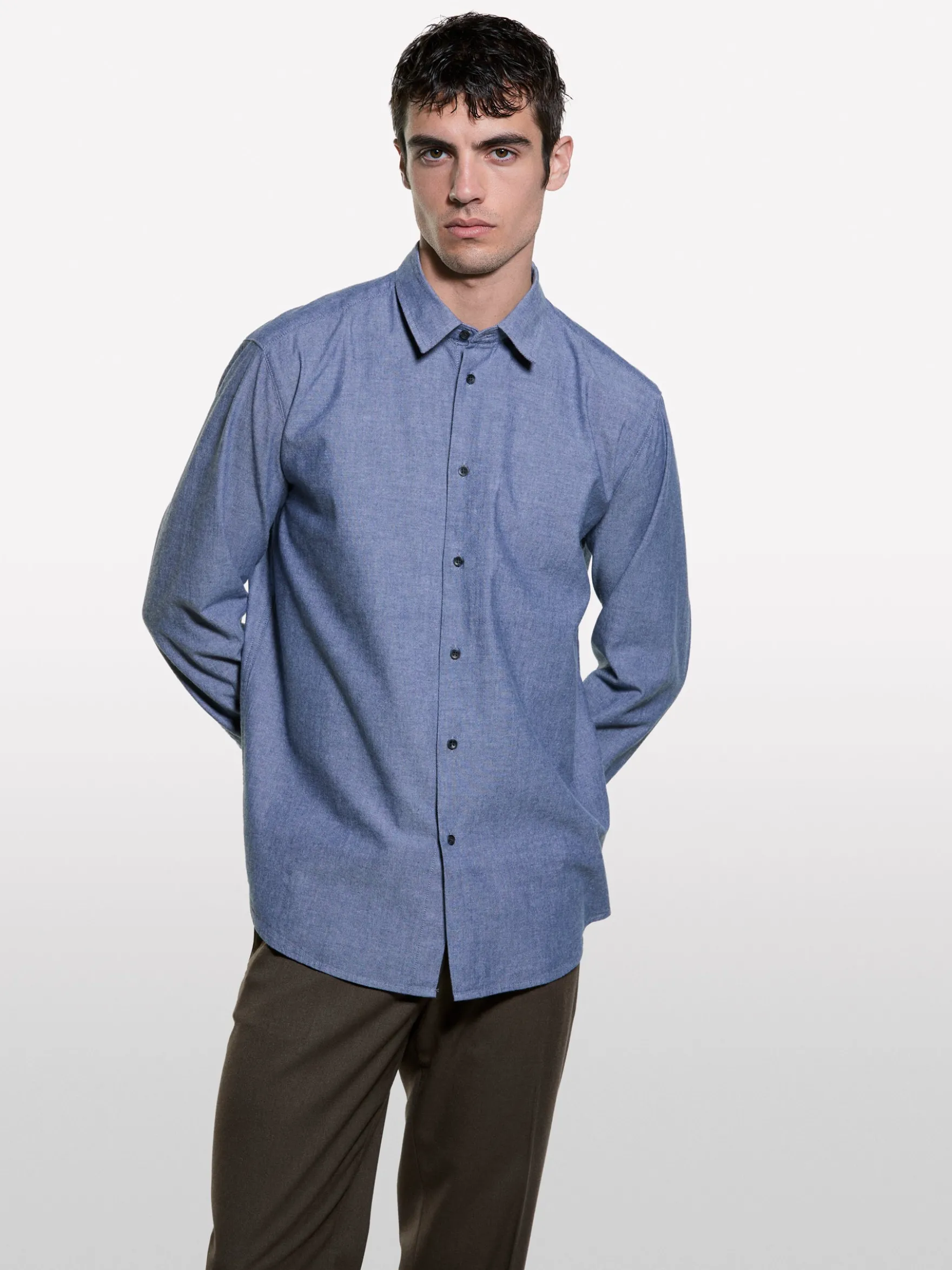 Camicia grigia regular fit 100% cotone