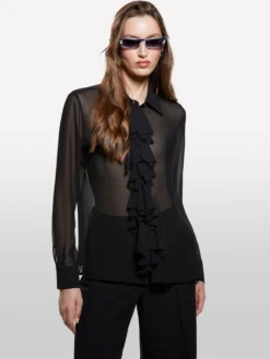 Camicia nera con rouches