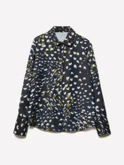 Camicia nera in satin stampato