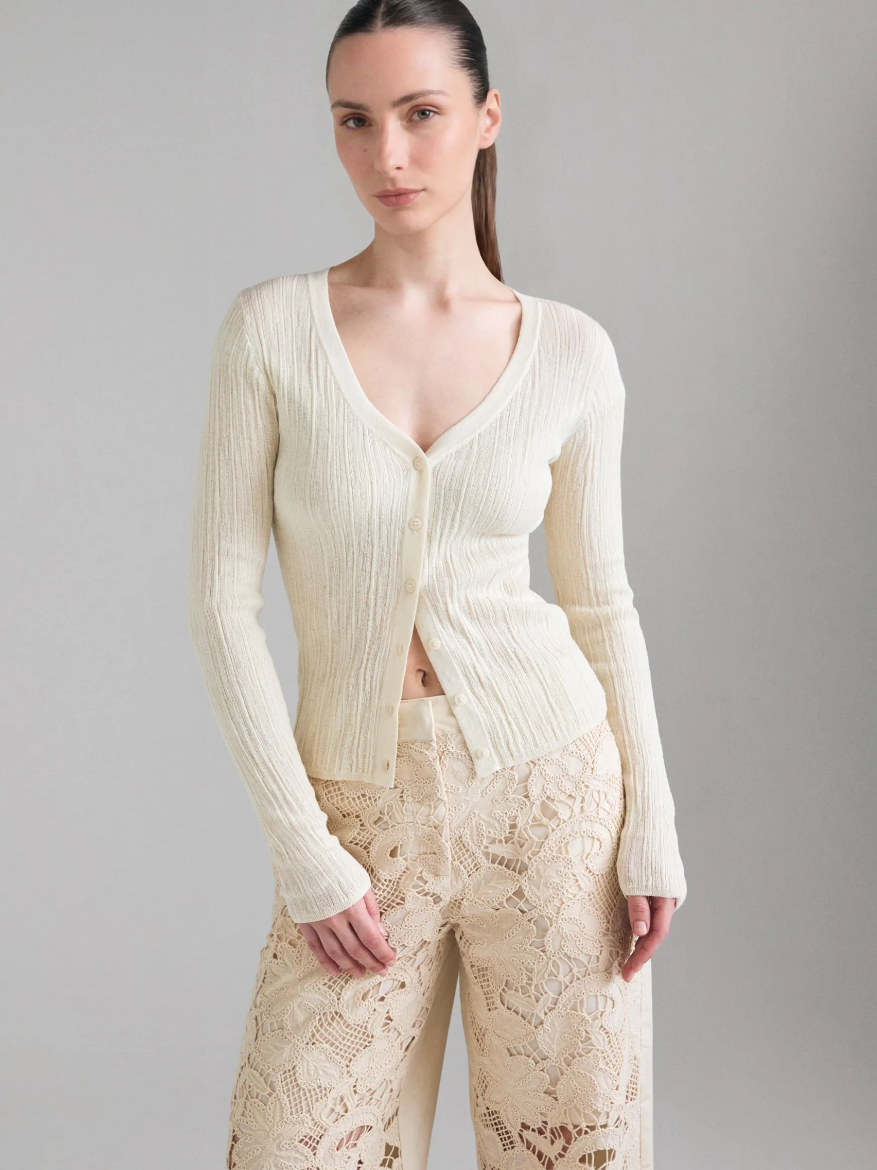 Cardigan a costine