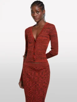 Cardigan rosso in maglia