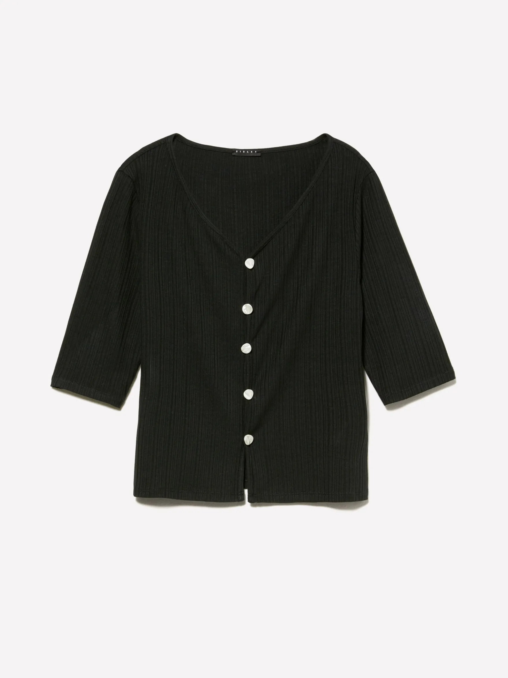 Cardigan slim fit nero a costine