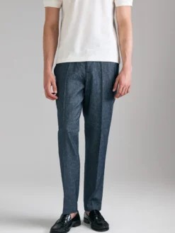 Chino in denim di misto lino