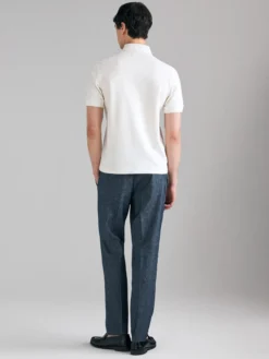 Chino in denim di misto lino