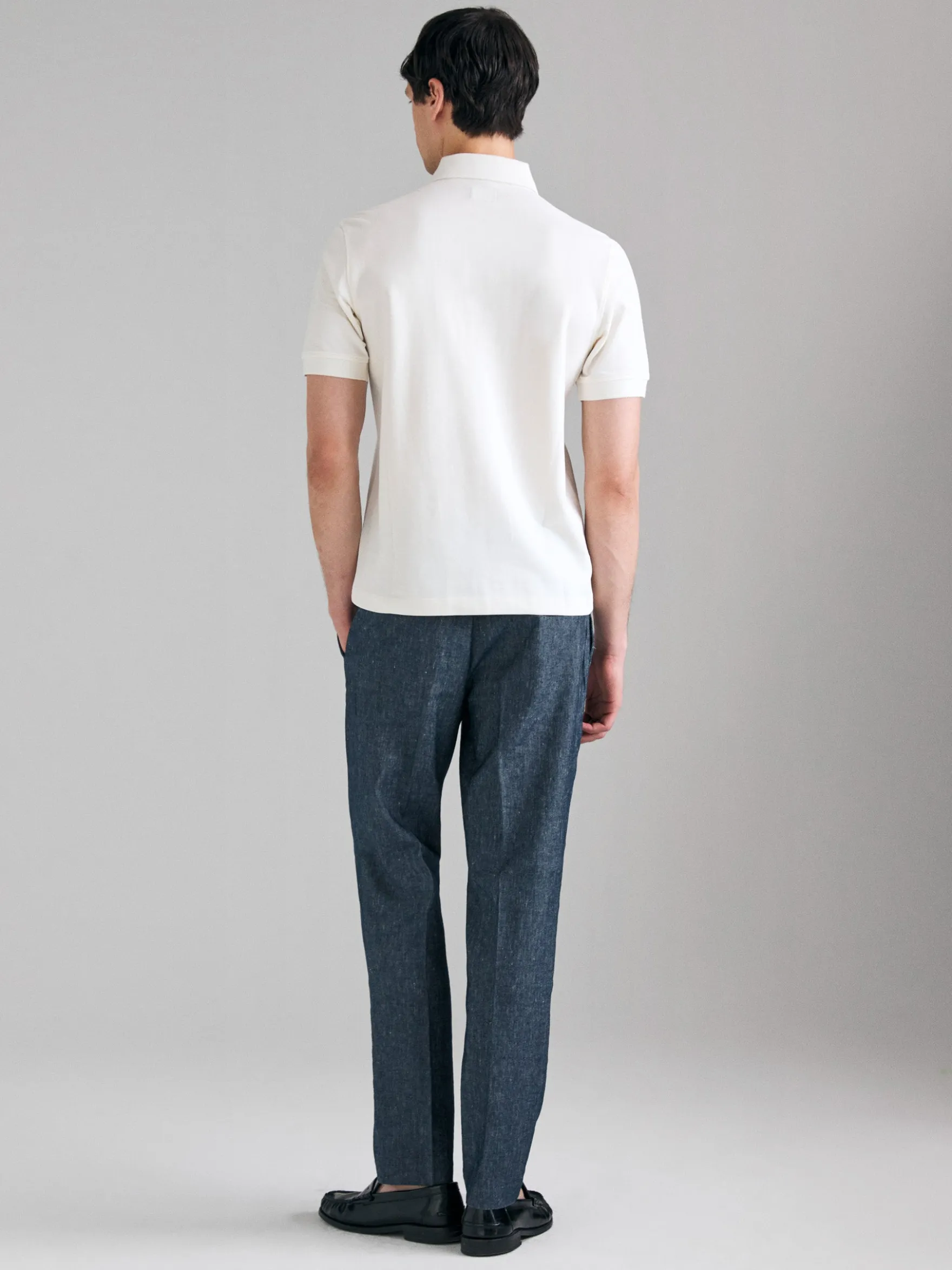 Chino in denim di misto lino