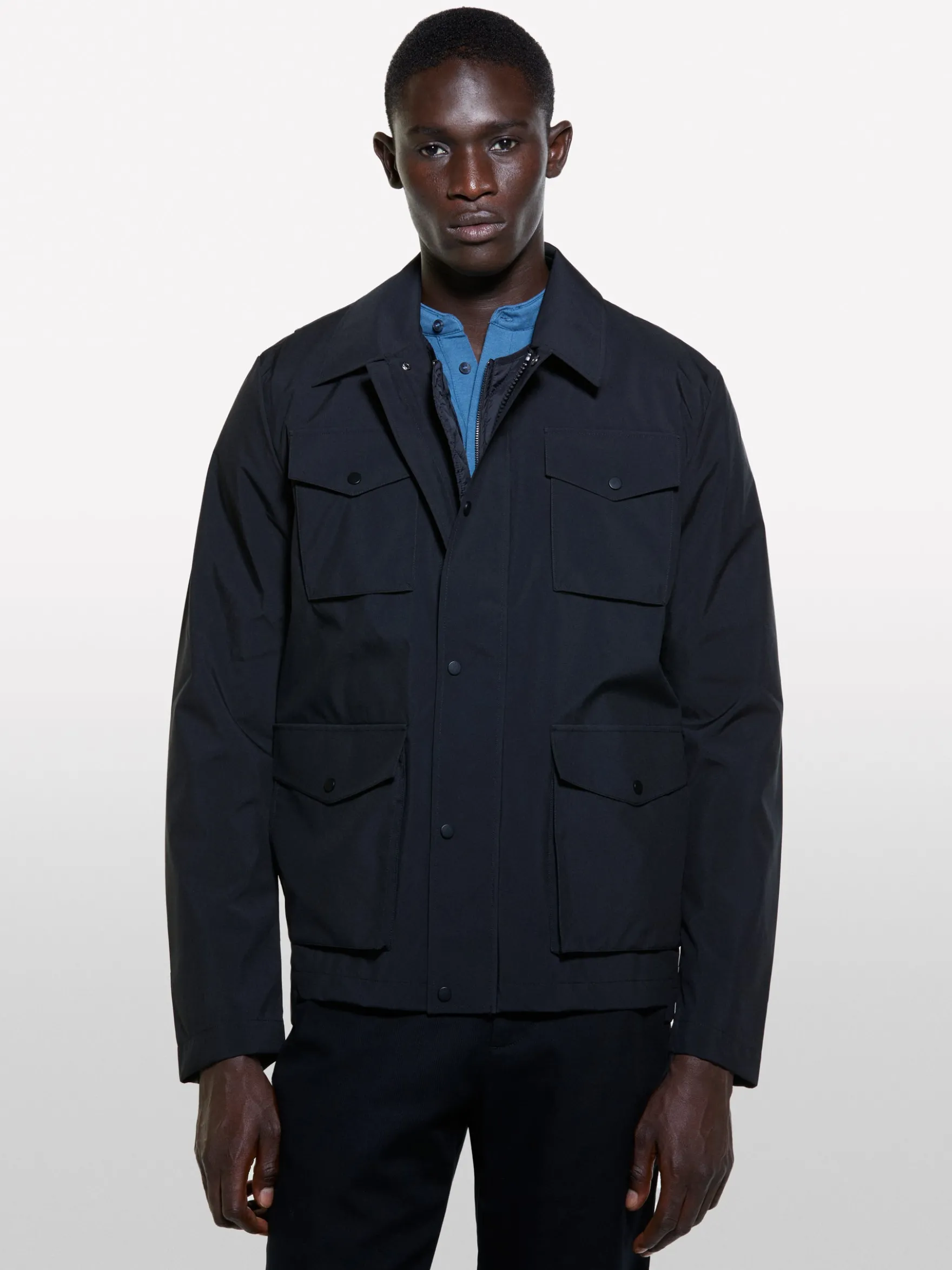 Giaccone nero con gilet imbottito