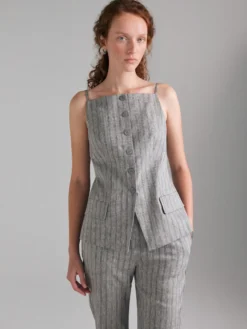 Gilet a righe in misto lino