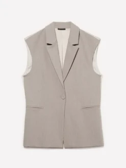 Gilet beige con contrasto rigato