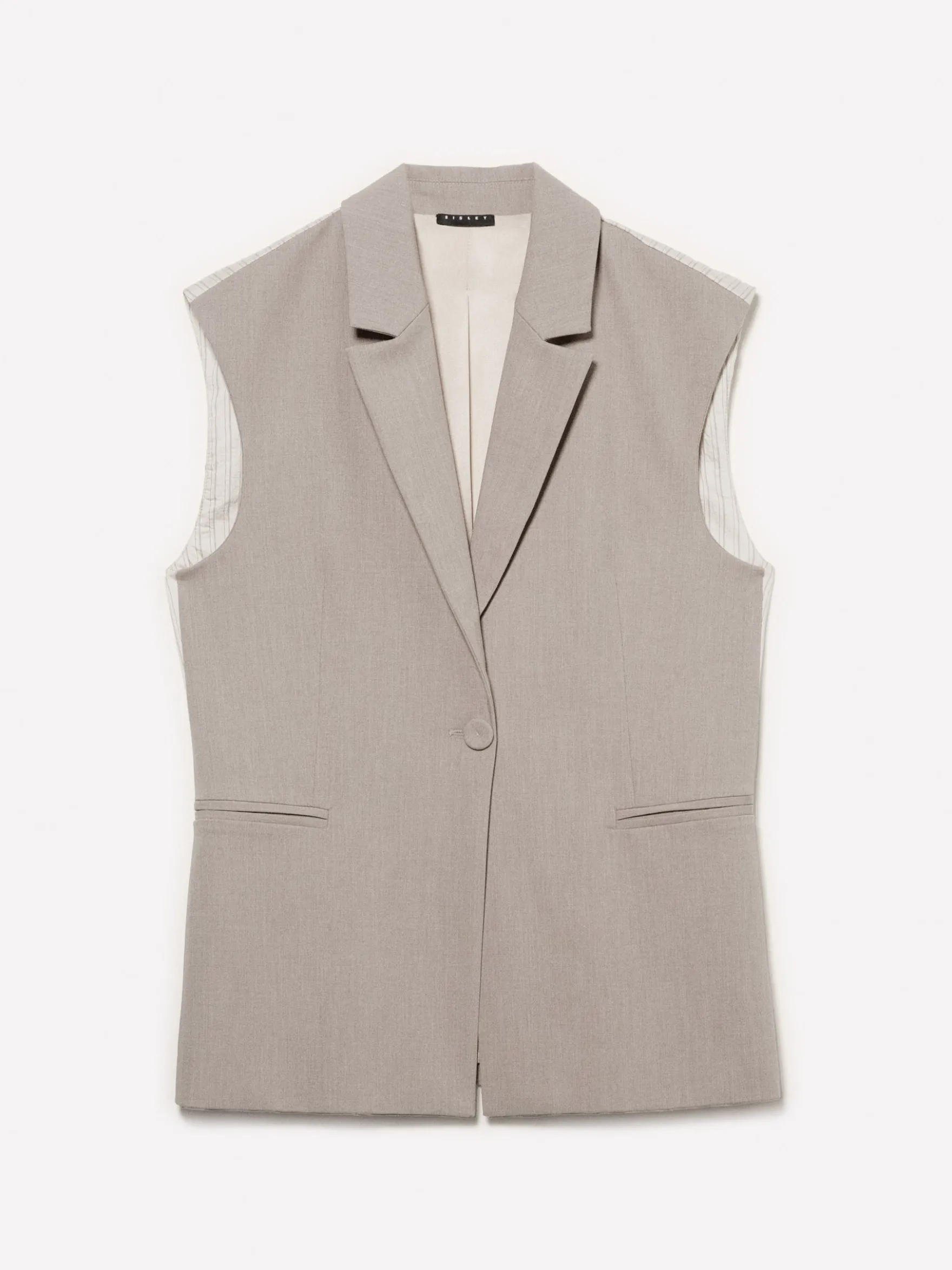Gilet beige con contrasto rigato