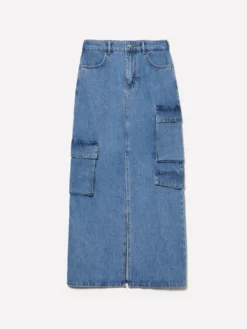 Gonna di jeans blu con spacco
