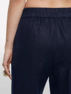 Joggers blu scuro in 100% lino