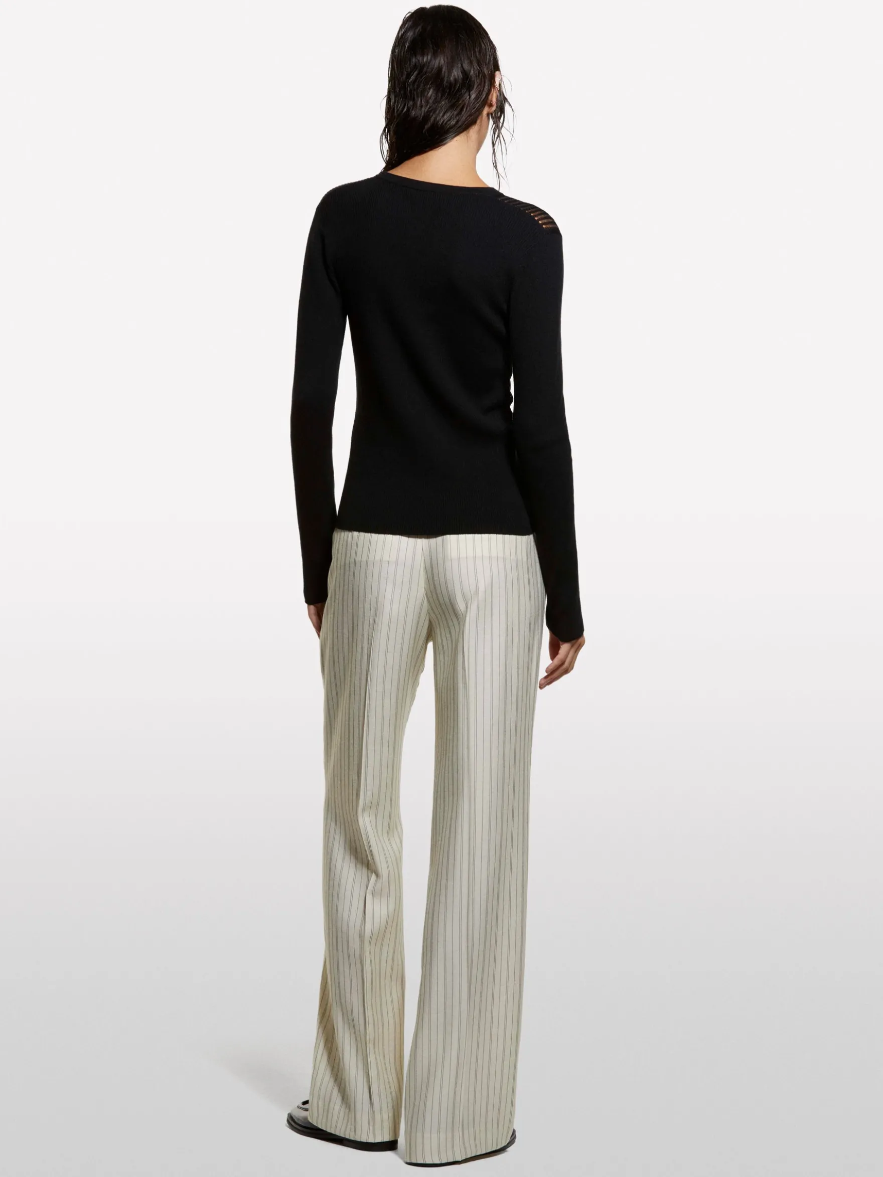 Pantaloni bianco panna a righe
