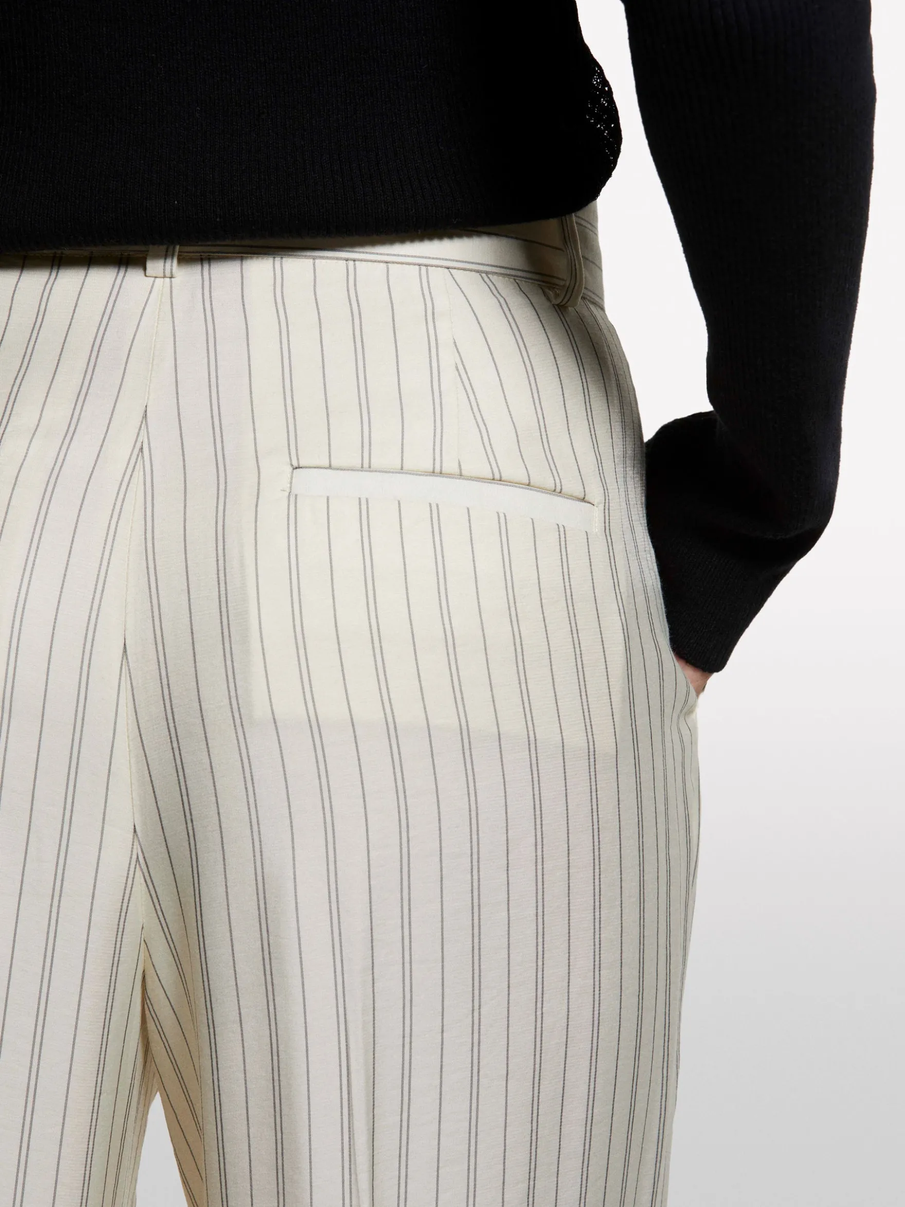 Pantaloni bianco panna a righe