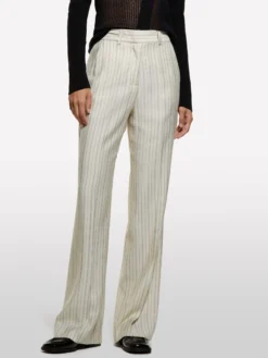 Pantaloni bianco panna a righe