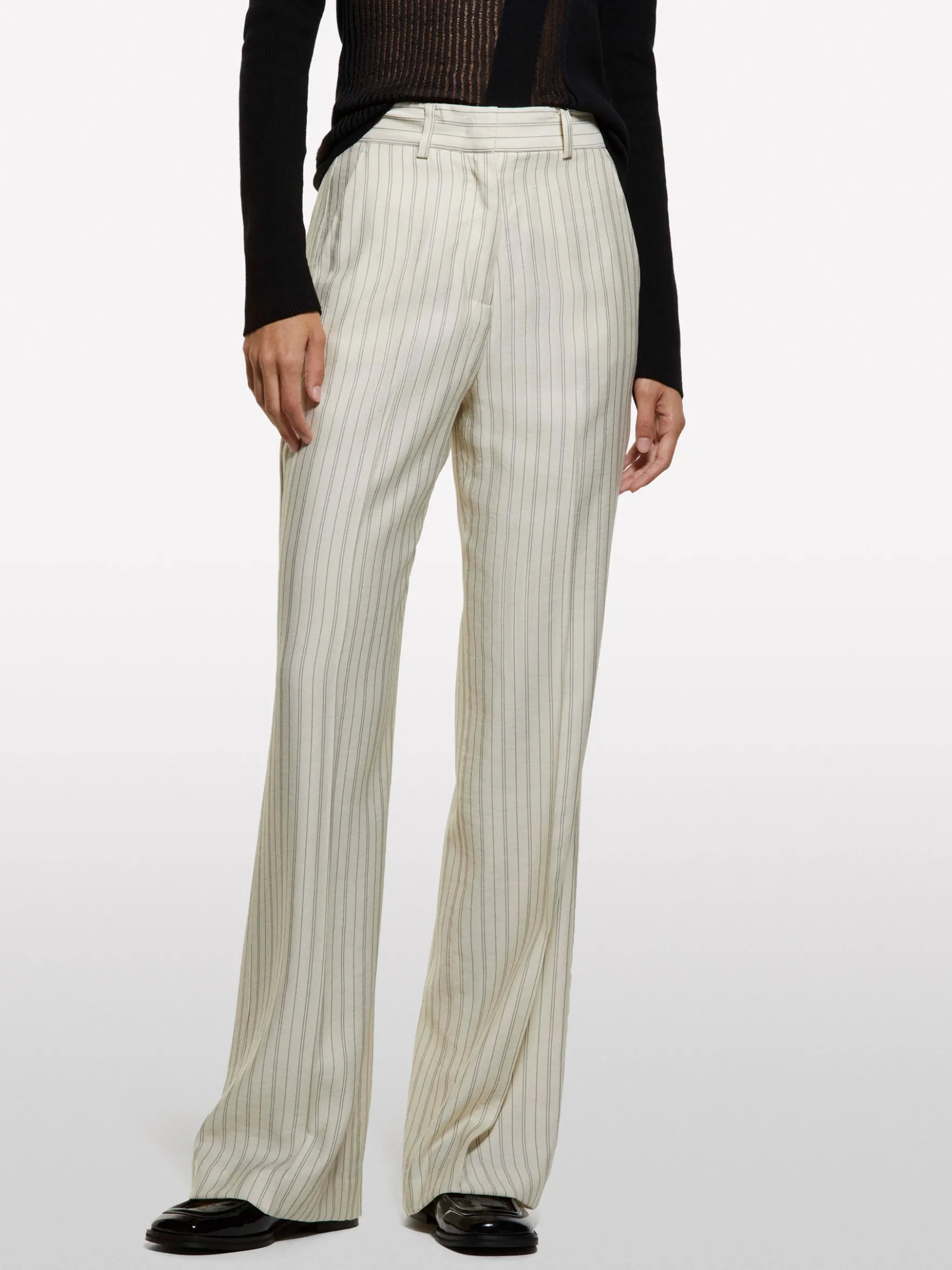 Pantaloni bianco panna a righe