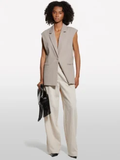 Pantaloni bianco panna rigati