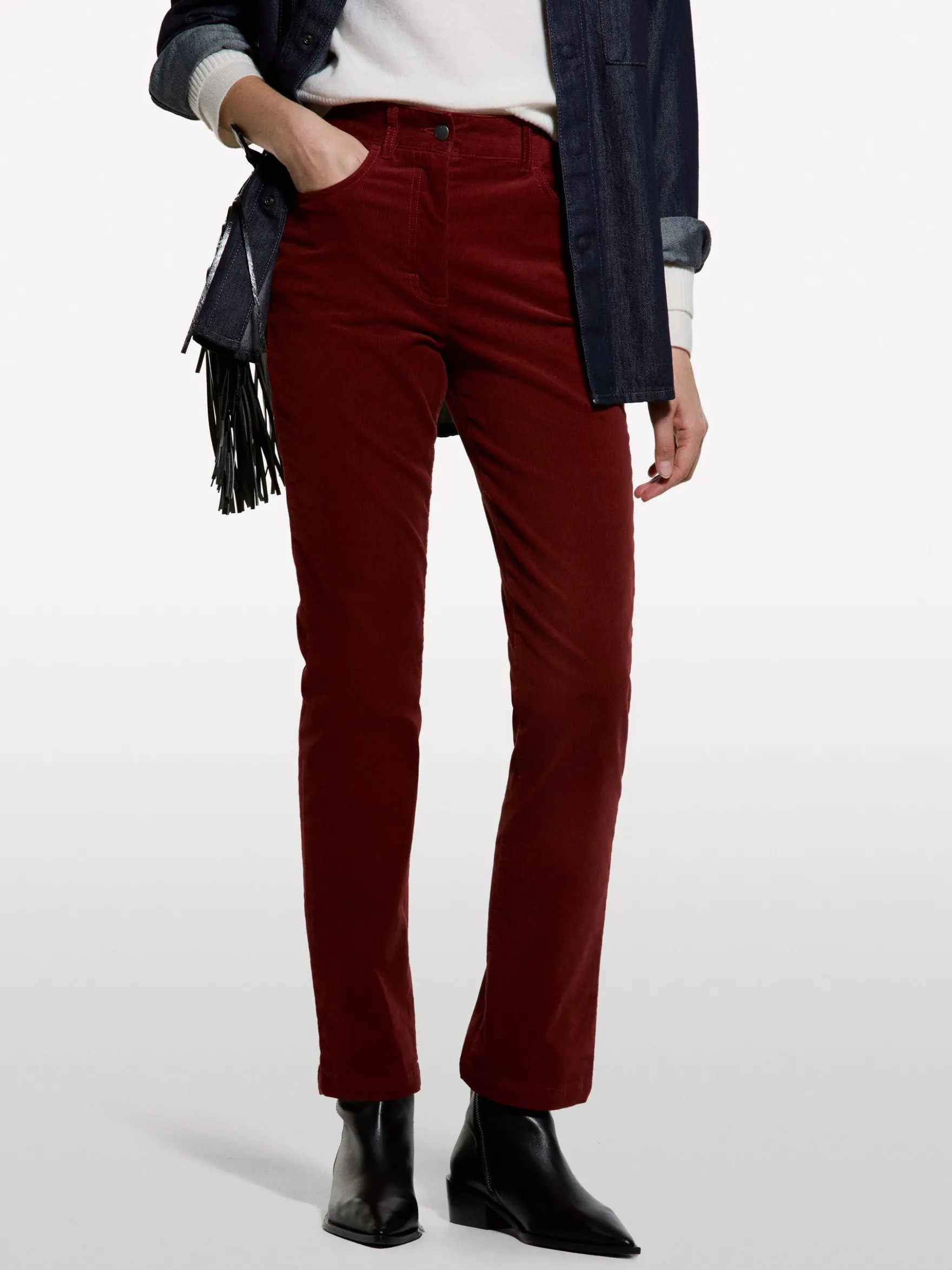 Pantaloni in velluto a costine color