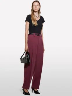 Pantaloni palazzo bordeaux con pieghe