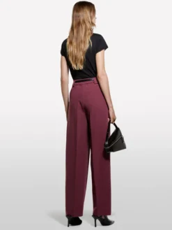 Pantaloni palazzo bordeaux con pieghe