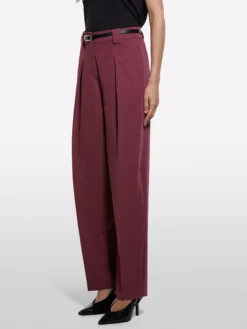 Pantaloni palazzo bordeaux con pieghe