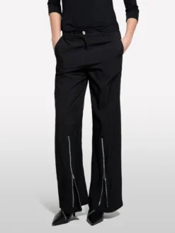 Pantaloni palazzo neri con cerniera