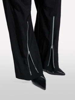 Pantaloni palazzo neri con cerniera