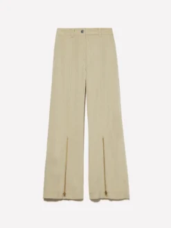 Pantaloni palazzo verde militare con cerniera