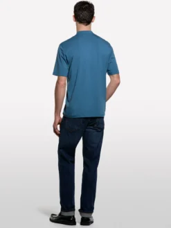 Polo blu con collo guru