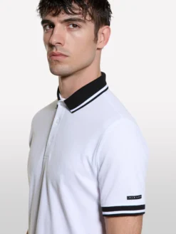 Polo slim fit bianca con contrasto
