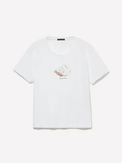 T-shirt bianca con stampa conchiglia