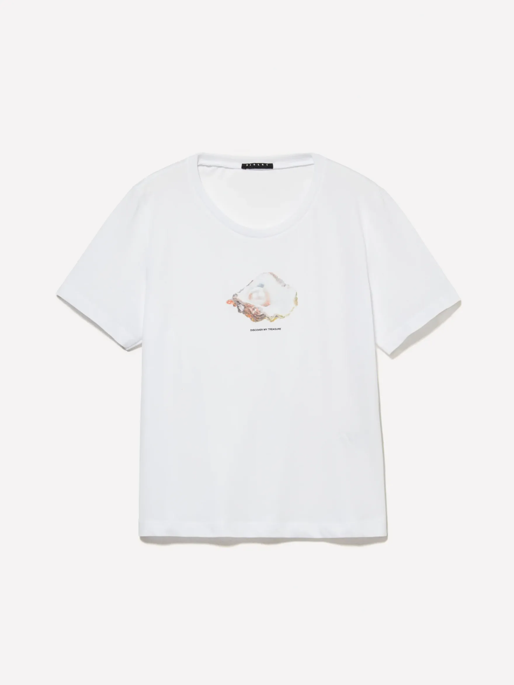 T-shirt bianca con stampa conchiglia