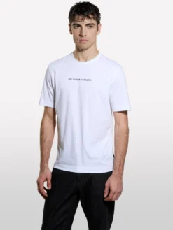 T-shirt bianca con stampa lettering 100% cotone bio