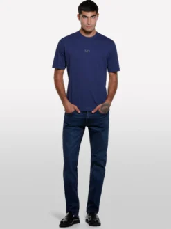 T-shirt blu scuro con stampa