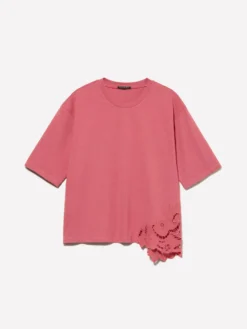 T-shirt fard con ricamo asimmetrico