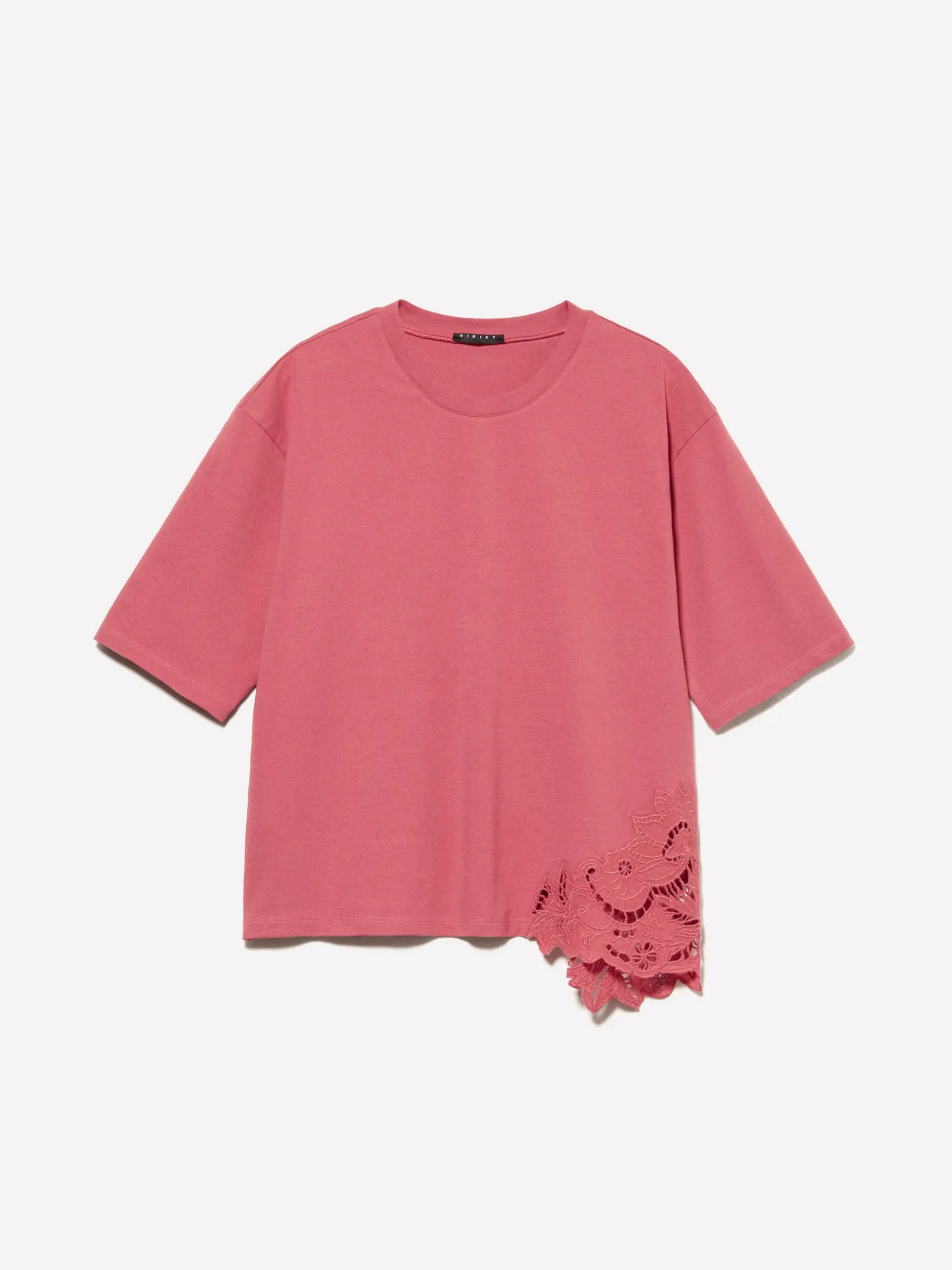 T-shirt fard con ricamo asimmetrico