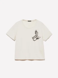T-shirt sabbia con stampa sirena