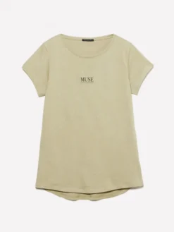 T-shirt verde militare con stampa