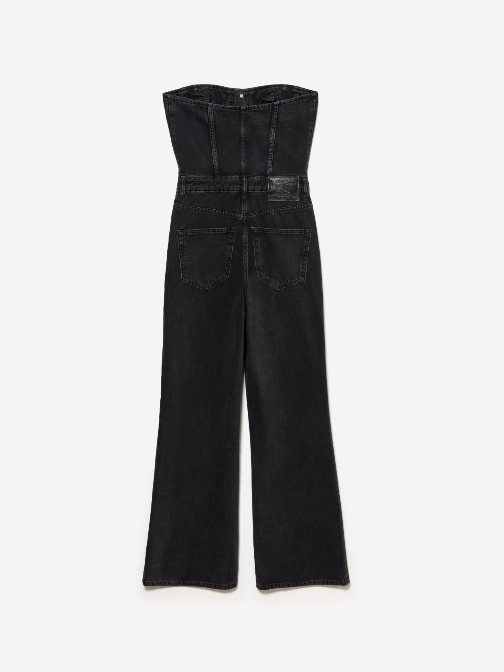 Tuta bustier di jeans nera